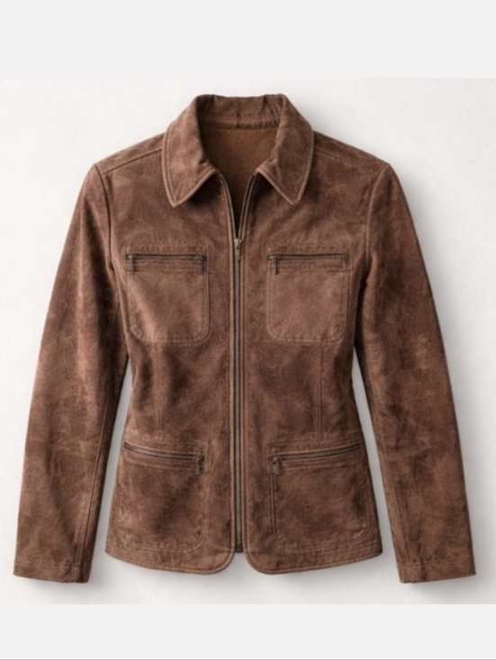 I.E. Relaxed Jackets & Blazers - i.e. relaxed Suede 100% Leather Suede Jacket Brown Women Size Large